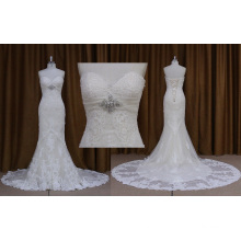 Ns7282 vente en gros sans bretelles dentelle appliques robe de mariée 2016